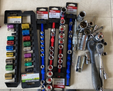 Assorted Sockets and Socket Wrenches