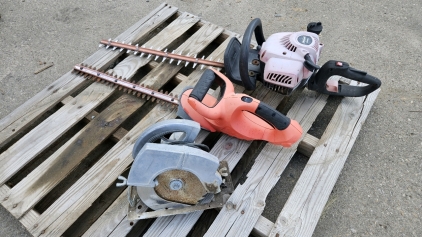 <MB> Snapper 24" Gas Hedge Trimmer, 22" Electric Hedge Trimmer, Circular Saw