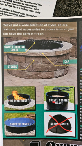 <OS> New Fire Pit Blocks w/ Ring, 4pc Swivel Grate Kit, & Snuffer Cover