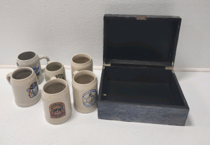 Blue Decorative Box, (6) Stein Mugs