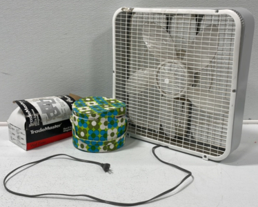 Lady Schick* Tote &lsquo;n Dry Hair Dryer, Lakewood* Box Fan, And Box Of Outlet Covers [BW]