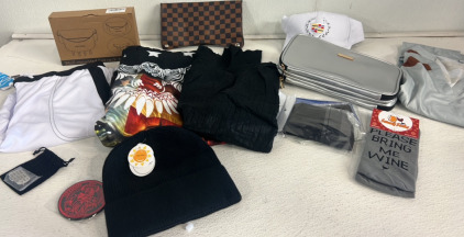 Mens XL Clothing, Toiletry Bag, Hat Rack And More!