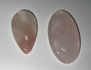(2) Rose Quartz Oval/Teardrop Cut And Polished Cabochon Gem Stones&hellip; 101.0ct, 69.95ct