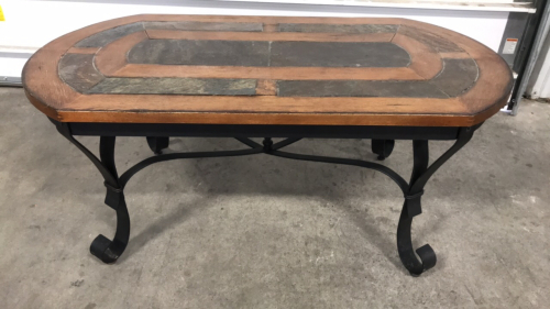 Wood/Stone Top - Metal Frame Coffee Table