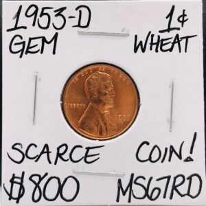 1953-D MS67RD Wheat Gem Red Penny