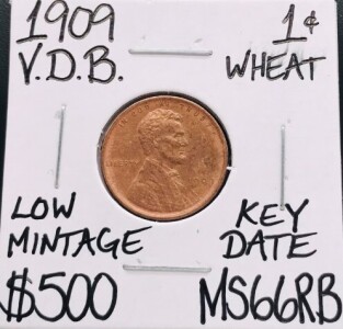 1909-VDB MS66RB Key Date Wheat Penny