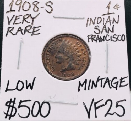 1908-S San Francisco Mint Indian Head Cent