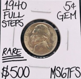 1940 MS67FS Full Steps RARE Gem Nickel