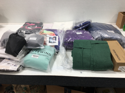 Flannel Blanket. Fleece Blanket. Garden Trim. Showerhead. Navy Bathroom Rug. Wall Hanging. Bathroom Mat. (2) Tableclothes. Pink Bed Blanket. (5) Airplane Foot Rest. (2) Krayton 2-Pk Wooden Soap Dish. Household Floor Mat.