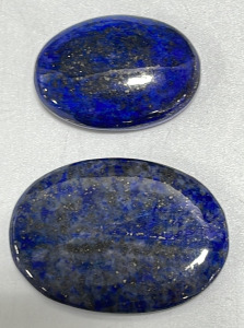 (2) Lapis Lazuli Oval Cut And Polished Cabochon Gem Stones&hellip; 49.25ct, 38.7ct
