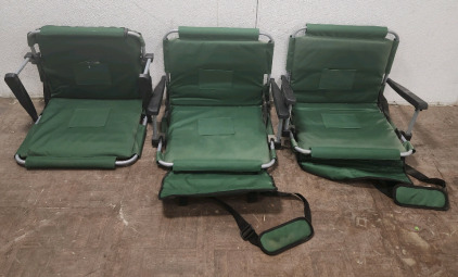 (3) Green Broncos Folding Chairs