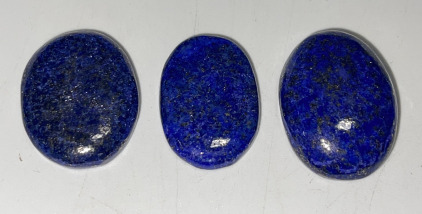 (3) Lapis Lazuli Oval Cut And Polished Cabochon Gem Stones&hellip; 38.35ct, 28.8ct, 18.6ct