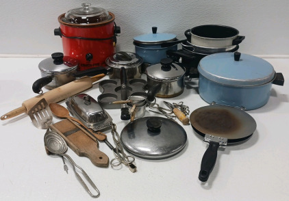 Pots, Pans, Hamburg Press, Crock-Pot Slow-Cooker and Othe Kitchen Ware