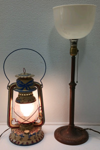 Vintage French Rainaud Lamp And Kerosene Lantern Style Lamp