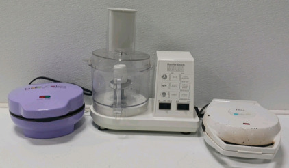 Oster Belgian Waffle Maker, Baby Cakes Cake Pop Maker And Hamilton Beach Food Processor