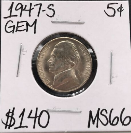 1947-S MS66 Gem Jefferson Nickel