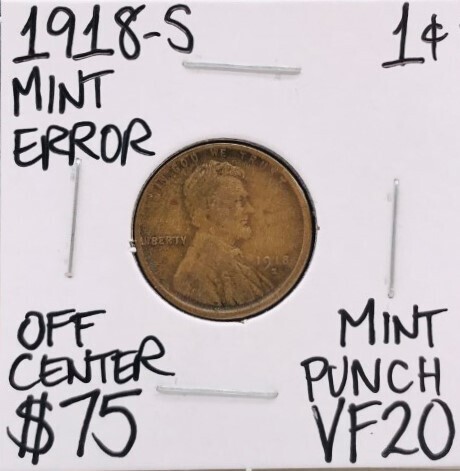 1918-S VF20 Mint Error Wheat Penny