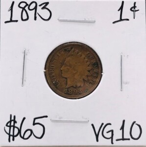 1893 VG10 Antique Indian Head Cent