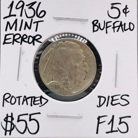 1936 F15 Mint Error Buffalo Nickel