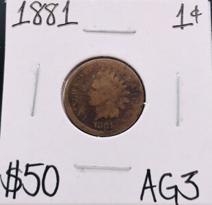 1881 AG3 Antique Indian Head Cent