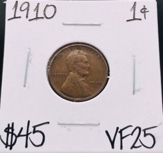 1910 VF25 Antique Wheat Penny