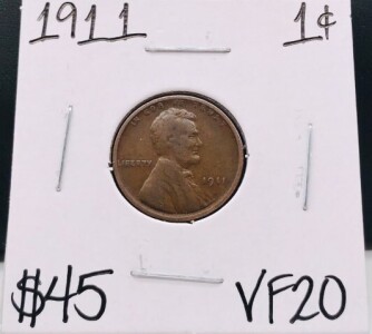 1911 VF20 Antique Wheat Penny