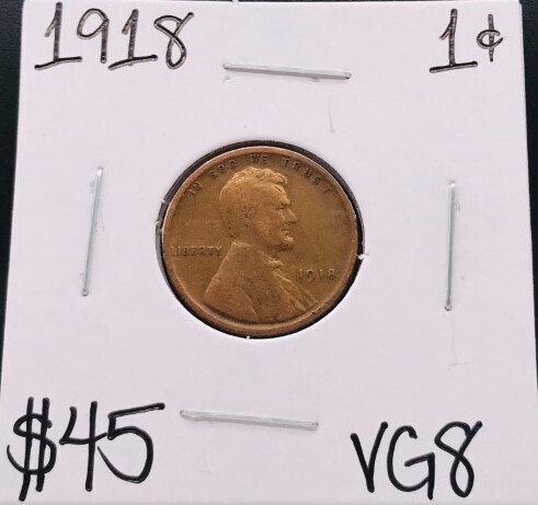 1918 VG8 Antique Wheat Penny