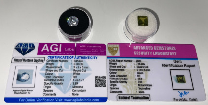 (2) Certified Natural Gemstones&hellip; (1) 6.70ct Natural Montana Sapphire, (1) 7.05ct Green Tourmaline&hellip; Both With COA