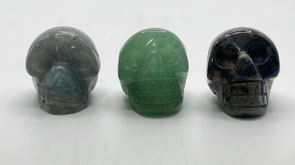 58.85ct Adventurine Crystal Skull, 63.45 Sodalite Crystal Skull, 61.55 Labrodorite Crystal Skull