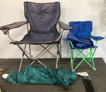 2 Camp Chairs And Small Tent Missing Tent Pegs Please Inspect