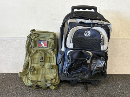 Rolling Backpack and Green Pack