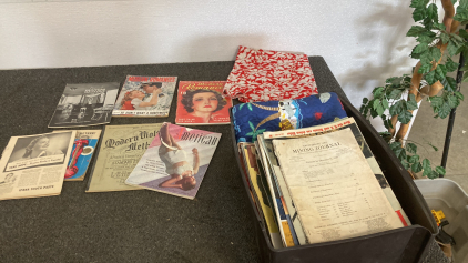 Box Of Vintage Magazine And Two Blankets Please Inspect