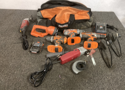 Rigid Tool Bag With Power Tools All Work Not Flashlight Please Inspect