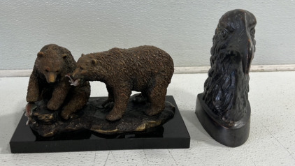 Bear and Eagle Decorative Pieces