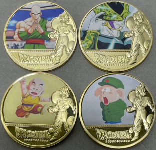 (4) Dragon Ball Gold Toned Collectors Coins