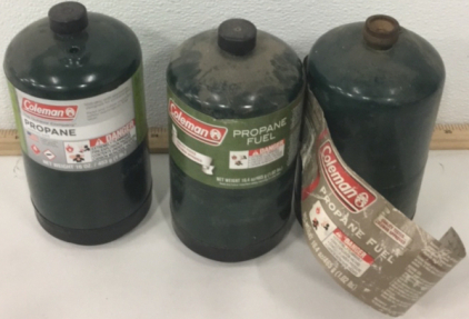 (3) New Coleman Green 16-OZ Camping Propane Tanks