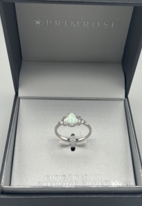 Cubic Zirconia Sterling Silver Opal Ring