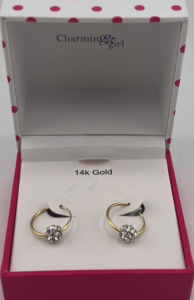 14K Gold Hoop Earrings With Ball