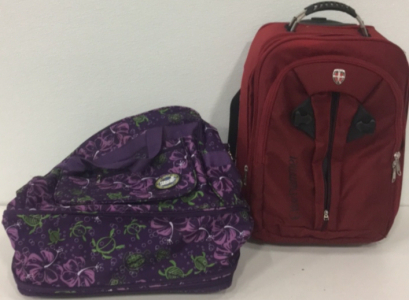 (1) Hawaii Spirit Ocean Theme Duffle/ Luggage Bag (1) Ellehammer Red Carry on Bag With Wheels