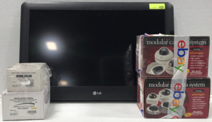 LG Wall Mounted TV. (2) New Modular Camera System. Speco Technologies Pro Video Dome Camera. Speco Technologies Dome Camera.