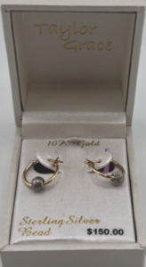 10K Gold Hoops With Sterling Silver Beads