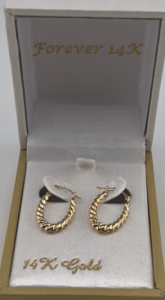 14K Gold Oval Hoop Earrings