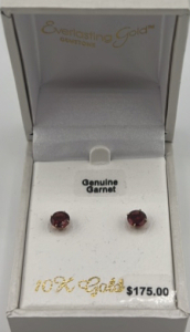 10K Gold Genuine Garnet Stud Earrings