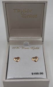 10K Rose Gold Heart Earrings