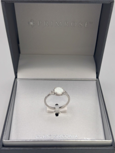 Cubic Zirconia Sterling Silver Opal Ring