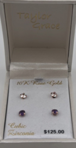 (2) Pairs of 10K Rose Gold Cubic Zirconia Earrings