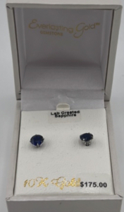 10K Gold With Lab Created Sapphire Earrings