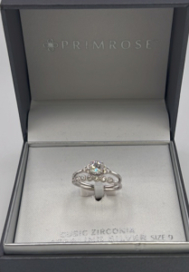 Cubic Zirconia Sterling Silver Ring and Band