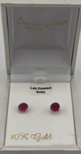 10K Gold Earrings With Lab Created Rubies