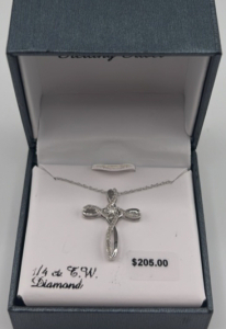Sterling Silver 1/4ct Diamond Cross Necklace